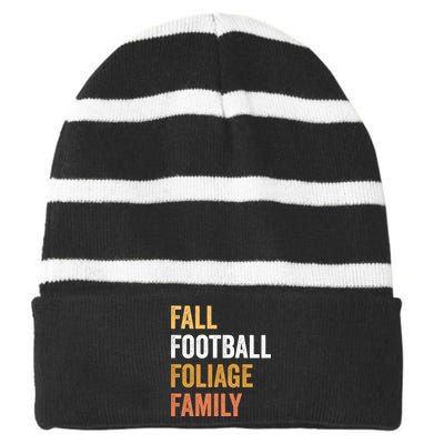 Football Season Fall Football Foliage Family Striped Beanie with Solid Band