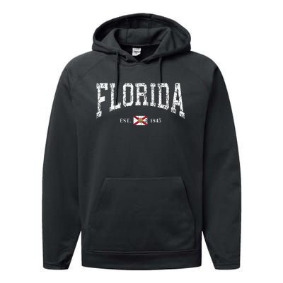 Florida State Flag Distressed Performance Fleece Hoodie