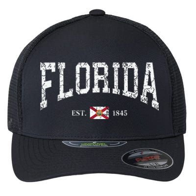 Florida State Flag Distressed Flexfit Unipanel Trucker Cap