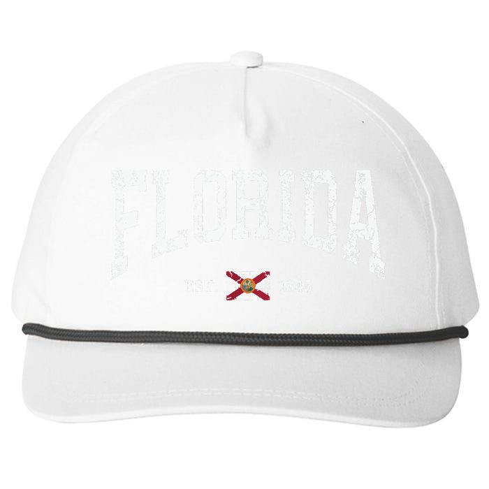 Florida State Flag Distressed Snapback Five-Panel Rope Hat