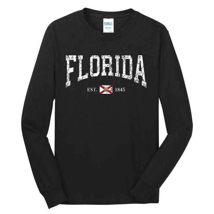 Florida State Flag Distressed Tall Long Sleeve T-Shirt