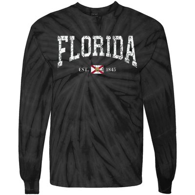 Florida State Flag Distressed Tie-Dye Long Sleeve Shirt