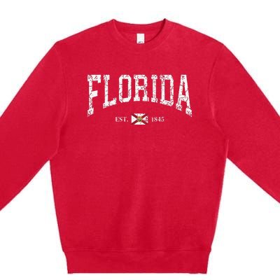 Florida State Flag Distressed Premium Crewneck Sweatshirt