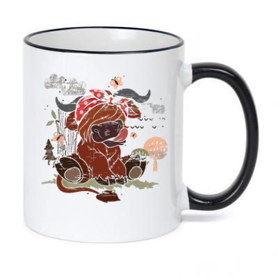 Funny Scottish Farmer Farm Animal Bandana Cute Highland Cow 11oz Black Color Changing Mug