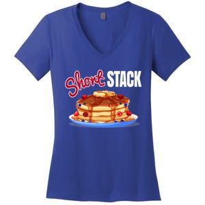 Funny Short Food Stack Pancake National Hot Breakfast Month Meaningful Gift Women's V-Neck T-Shirt