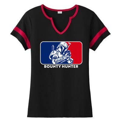 Funny Sci Fi Bounty Hunter Sports Logo Ladies Halftime Notch Neck Tee