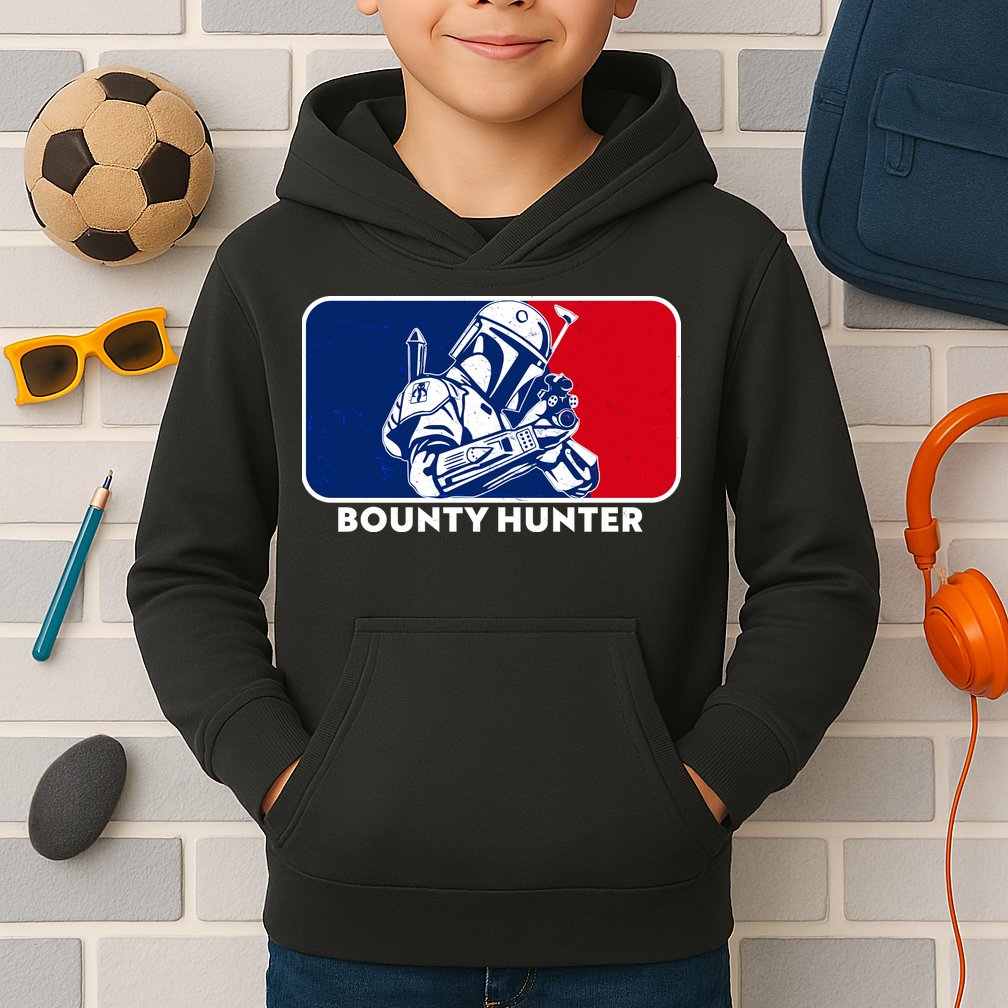 Funny Sci Fi Bounty Hunter Sports Logo Kids Hoodie