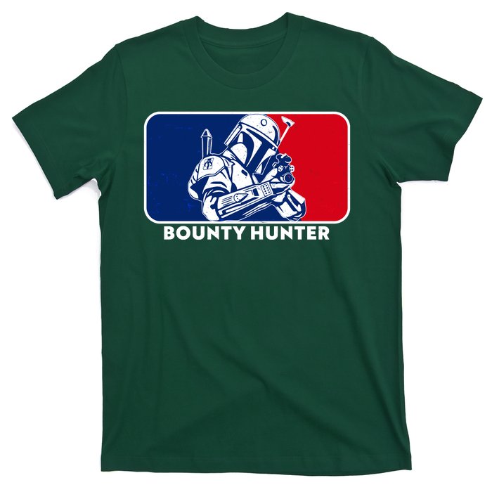 Funny Sci Fi Bounty Hunter Sports Logo T-Shirt