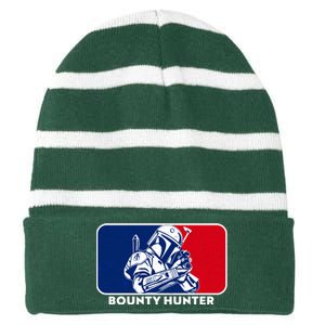 Funny Sci Fi Bounty Hunter Sports Logo Striped Beanie with Solid Band