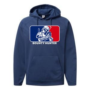 Funny Sci Fi Bounty Hunter Sports Logo Performance Fleece Hoodie