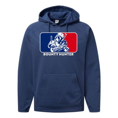 Funny Sci Fi Bounty Hunter Sports Logo Performance Fleece Hoodie