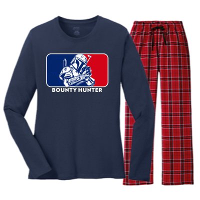 Funny Sci Fi Bounty Hunter Sports Logo Women's Long Sleeve Flannel Pajama Set 