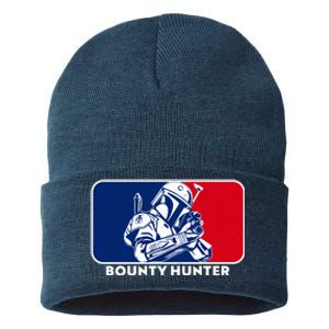 Funny Sci Fi Bounty Hunter Sports Logo Sustainable Knit Beanie