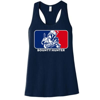 Funny Sci Fi Bounty Hunter Sports Logo Women's Racerback Tank