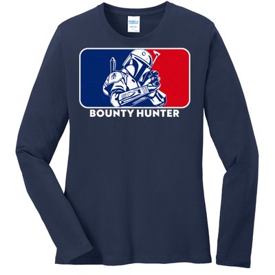 Funny Sci Fi Bounty Hunter Sports Logo Ladies Long Sleeve Shirt