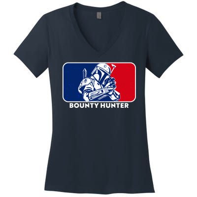 Funny Sci Fi Bounty Hunter Sports Logo Women's V-Neck T-Shirt