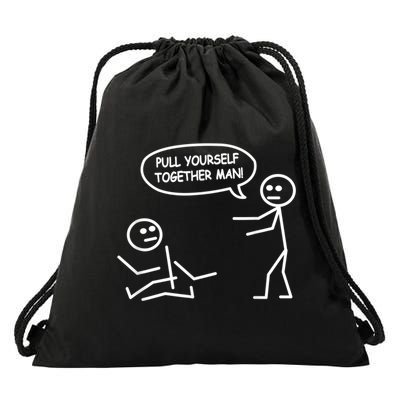 Funny Stick Figure Joke Pull Yourself Together Man Drawstring Bag
