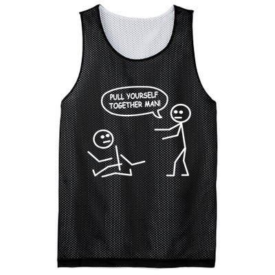 Funny Stick Figure Joke Pull Yourself Together Man Mesh Reversible Basketball Jersey Tank