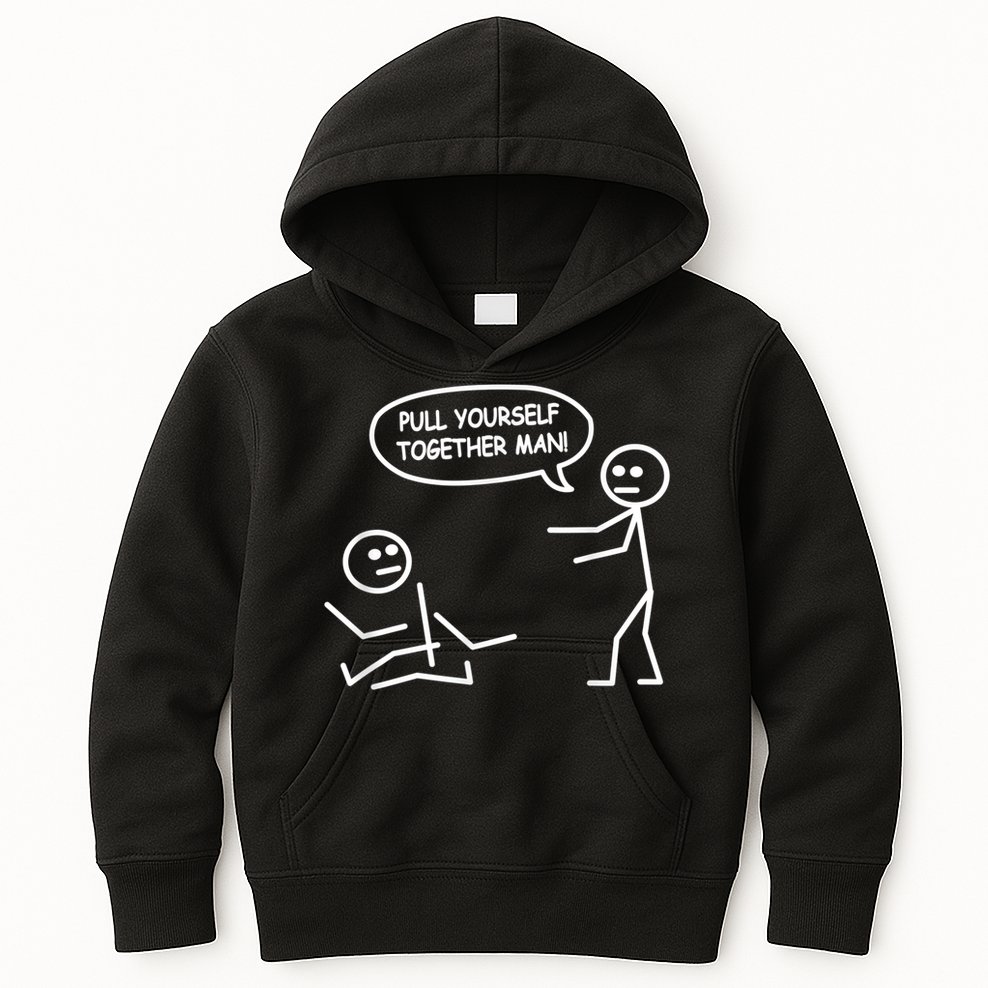 Funny Stick Figure Joke Pull Yourself Together Man Kids Hoodie