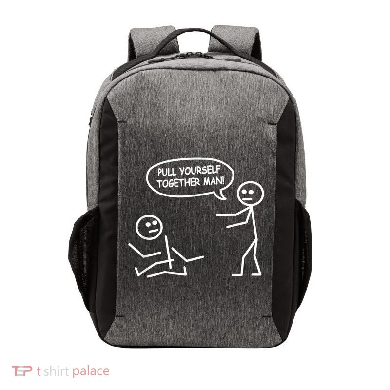 Funny Stick Figure Joke Pull Yourself Together Man Vector Backpack