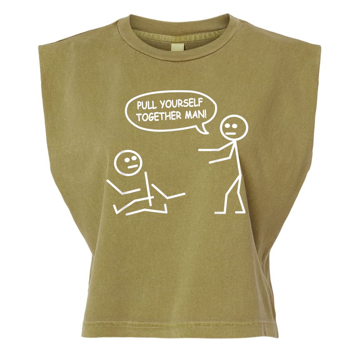 Funny Stick Figure Joke Pull Yourself Together Man Garment-Dyed Women's Muscle Tee
