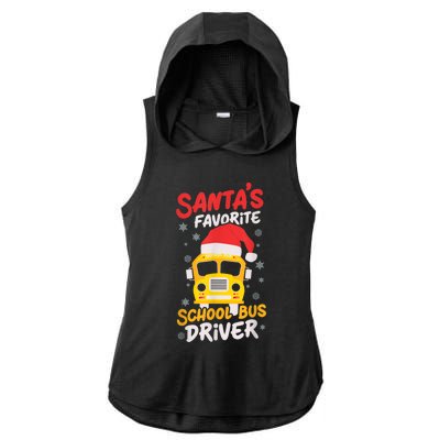 Funny Santas Favorite School Bus Driver Christmas Ladies PosiCharge Tri-Blend Wicking Draft Hoodie Tank