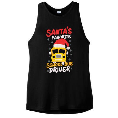 Funny Santas Favorite School Bus Driver Christmas Ladies PosiCharge Tri-Blend Wicking Tank