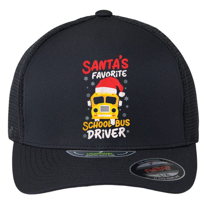 Funny Santas Favorite School Bus Driver Christmas Flexfit Unipanel Trucker Cap