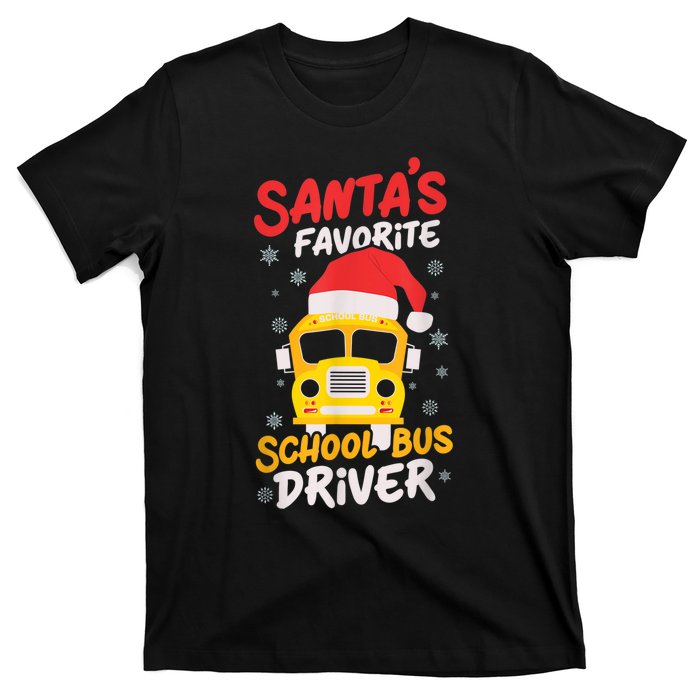 Funny Santas Favorite School Bus Driver Christmas T-Shirt