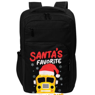 Funny Santas Favorite School Bus Driver Christmas Impact Tech Backpack