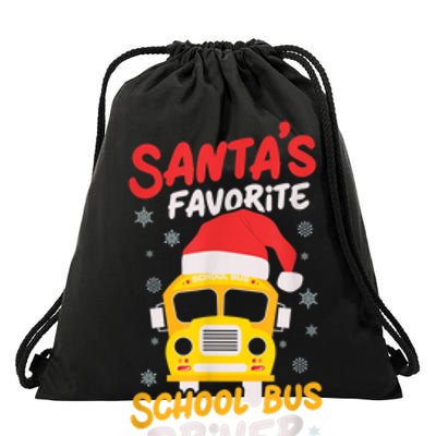 Funny Santas Favorite School Bus Driver Christmas Drawstring Bag