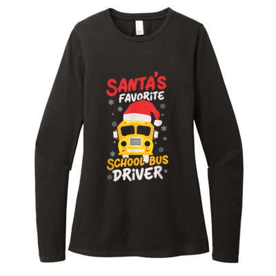 Funny Santas Favorite School Bus Driver Christmas Womens CVC Long Sleeve Shirt