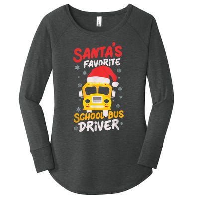 Funny Santas Favorite School Bus Driver Christmas Women's Perfect Tri Tunic Long Sleeve Shirt