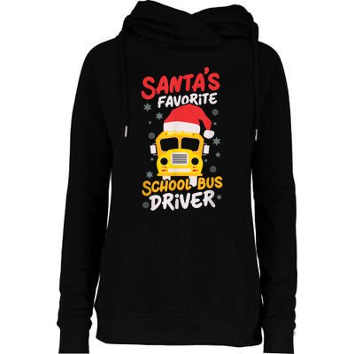 Funny Santas Favorite School Bus Driver Christmas Womens Funnel Neck Pullover Hood