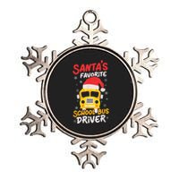 Funny Santas Favorite School Bus Driver Christmas Metallic Star Ornament