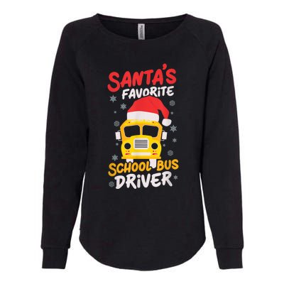 Funny Santas Favorite School Bus Driver Christmas Womens California Wash Sweatshirt