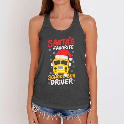 Funny Santas Favorite School Bus Driver Christmas Women's Knotted Racerback Tank