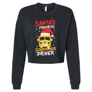 Funny Santas Favorite School Bus Driver Christmas Cropped Pullover Crew