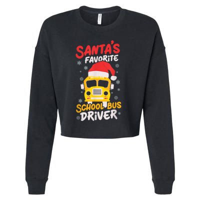 Funny Santas Favorite School Bus Driver Christmas Cropped Pullover Crew