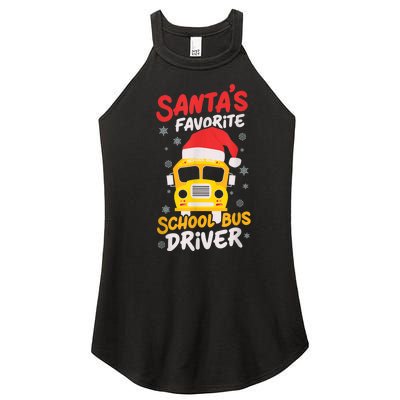 Funny Santas Favorite School Bus Driver Christmas Women's Perfect Tri Rocker Tank