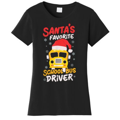 Funny Santas Favorite School Bus Driver Christmas Women's T-Shirt