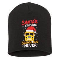 Funny Santas Favorite School Bus Driver Christmas Short Acrylic Beanie