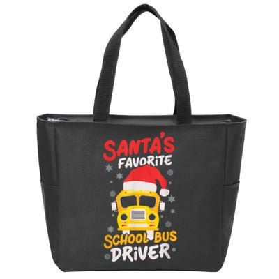 Funny Santas Favorite School Bus Driver Christmas Zip Tote Bag