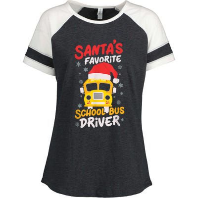 Funny Santas Favorite School Bus Driver Christmas Enza Ladies Jersey Colorblock Tee