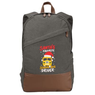 Funny Santas Favorite School Bus Driver Christmas Cotton Canvas Backpack