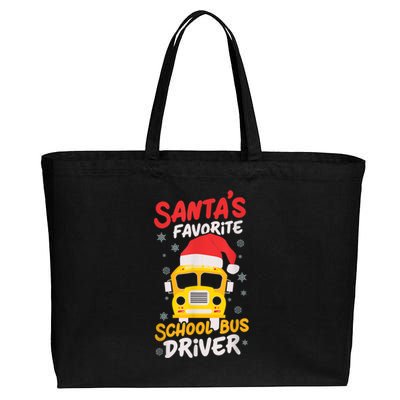 Funny Santas Favorite School Bus Driver Christmas Cotton Canvas Jumbo Tote