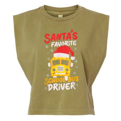 Funny Santas Favorite School Bus Driver Christmas Garment-Dyed Women's Muscle Tee