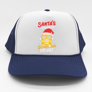 Funny Santas Favorite School Bus Driver Christmas Trucker Hat