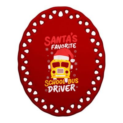 Funny Santas Favorite School Bus Driver Christmas Ceramic Oval Ornament