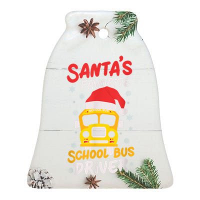 Funny Santas Favorite School Bus Driver Christmas Ceramic Bell Ornament